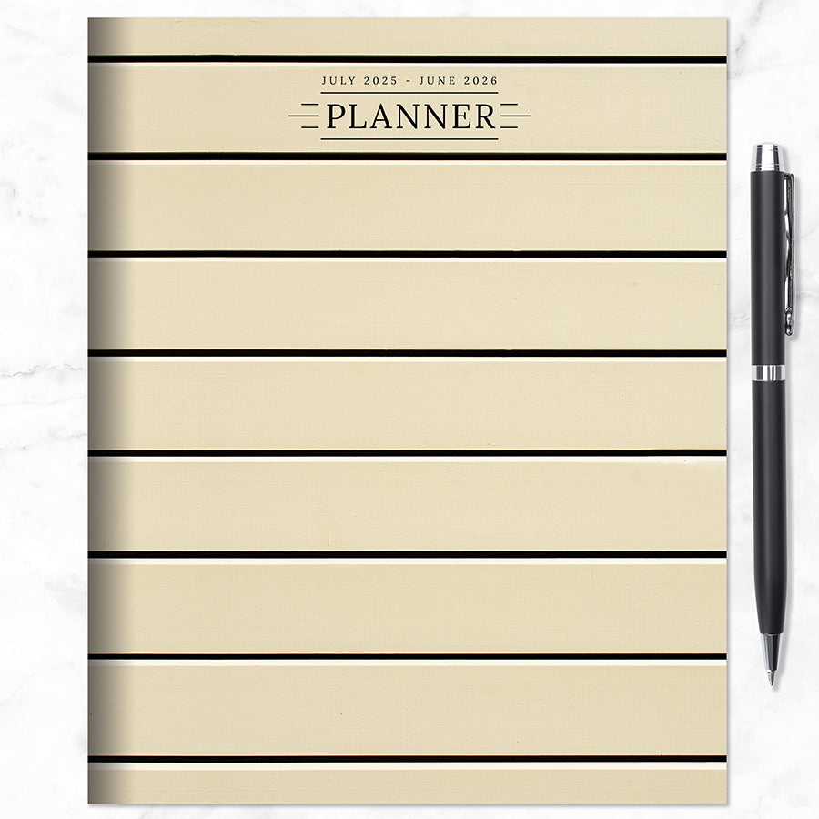 July 2025 - June 2026 Ebony and Ivory Medium Monthly Planner