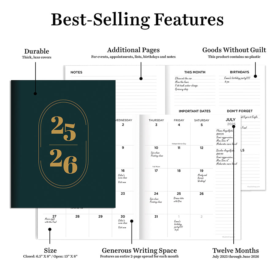 July 2025 - June 2026 Jade Medium Monthly Planner