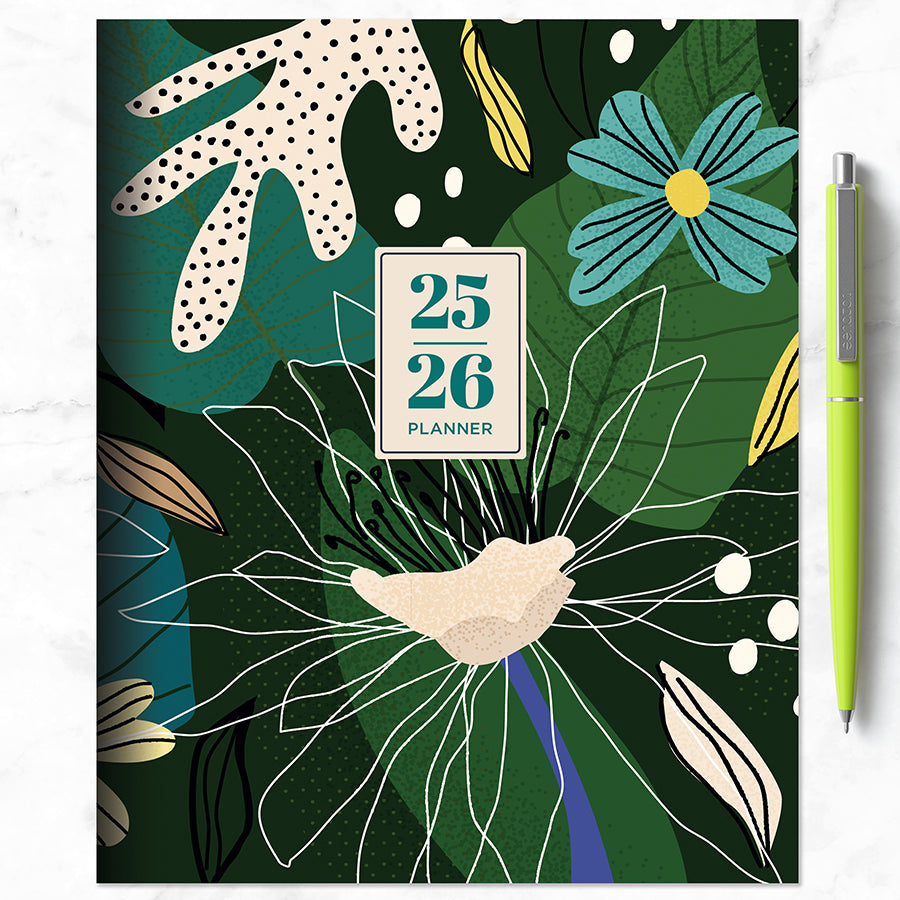 July 2025 - June 2026 Vivid Jungle Medium Monthly Planner