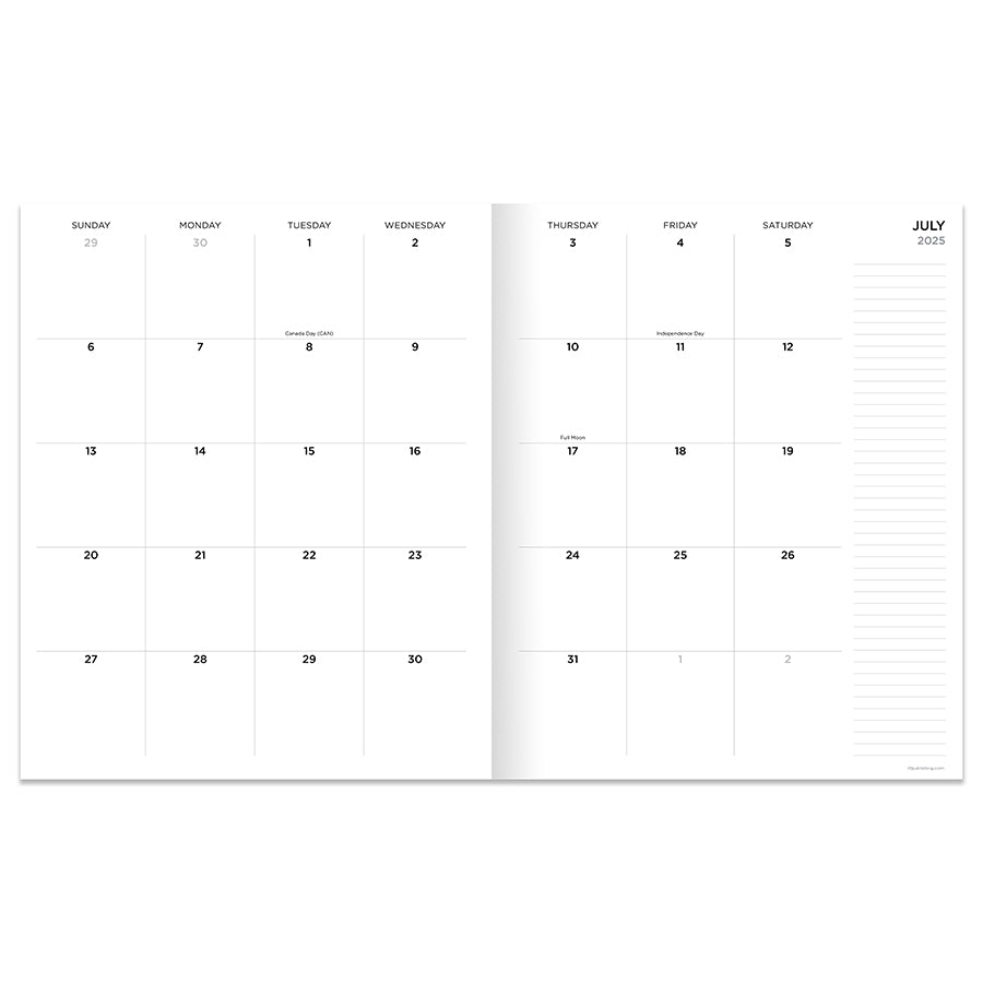 July 2025 - June 2026 Charming Flowers Large Monthly Planner