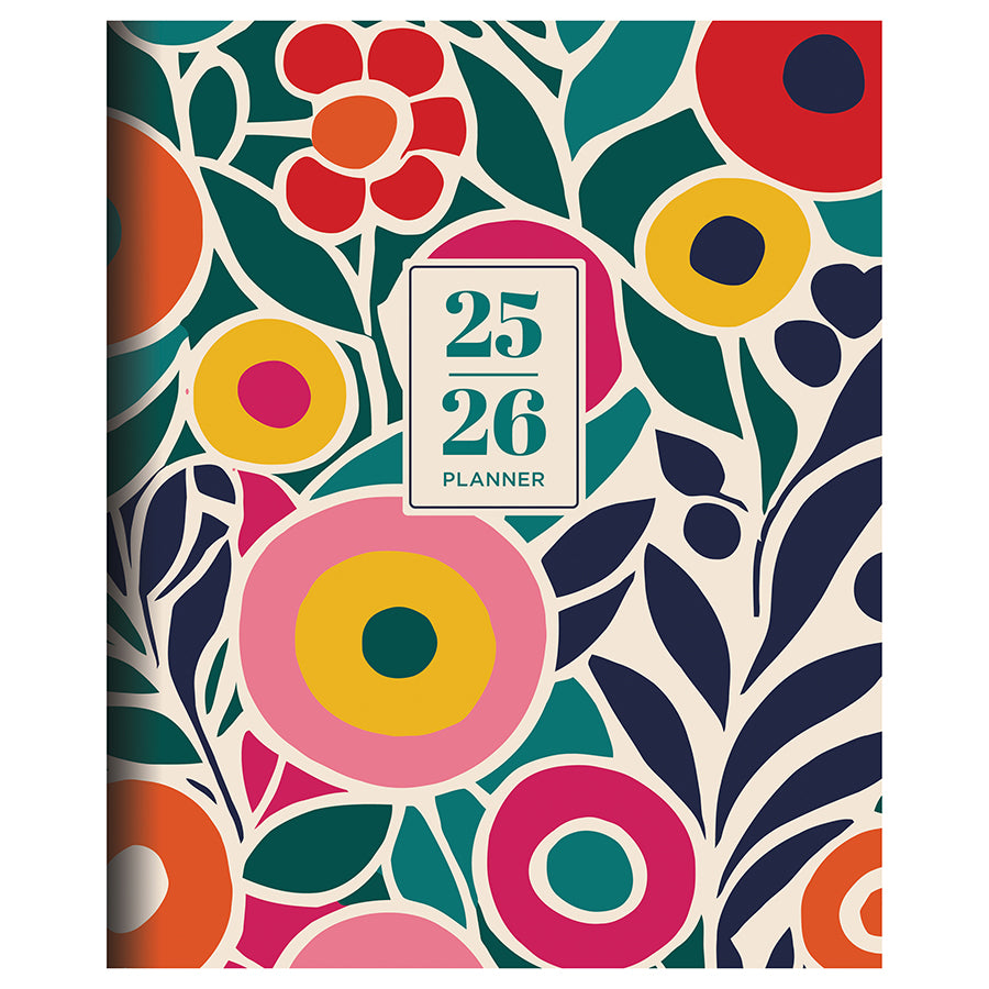 July 2025 - June 2026 Charming Flowers Large Monthly Planner