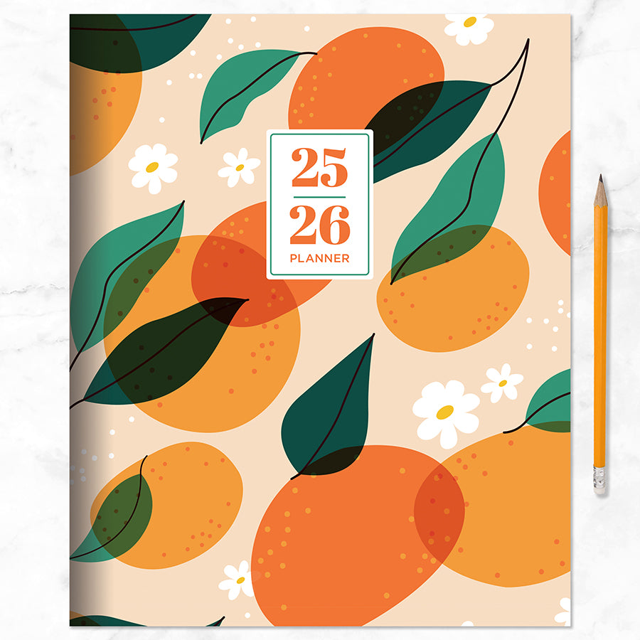 July 2025 - June 2026 Oranges and Peaches Large Monthly Planner