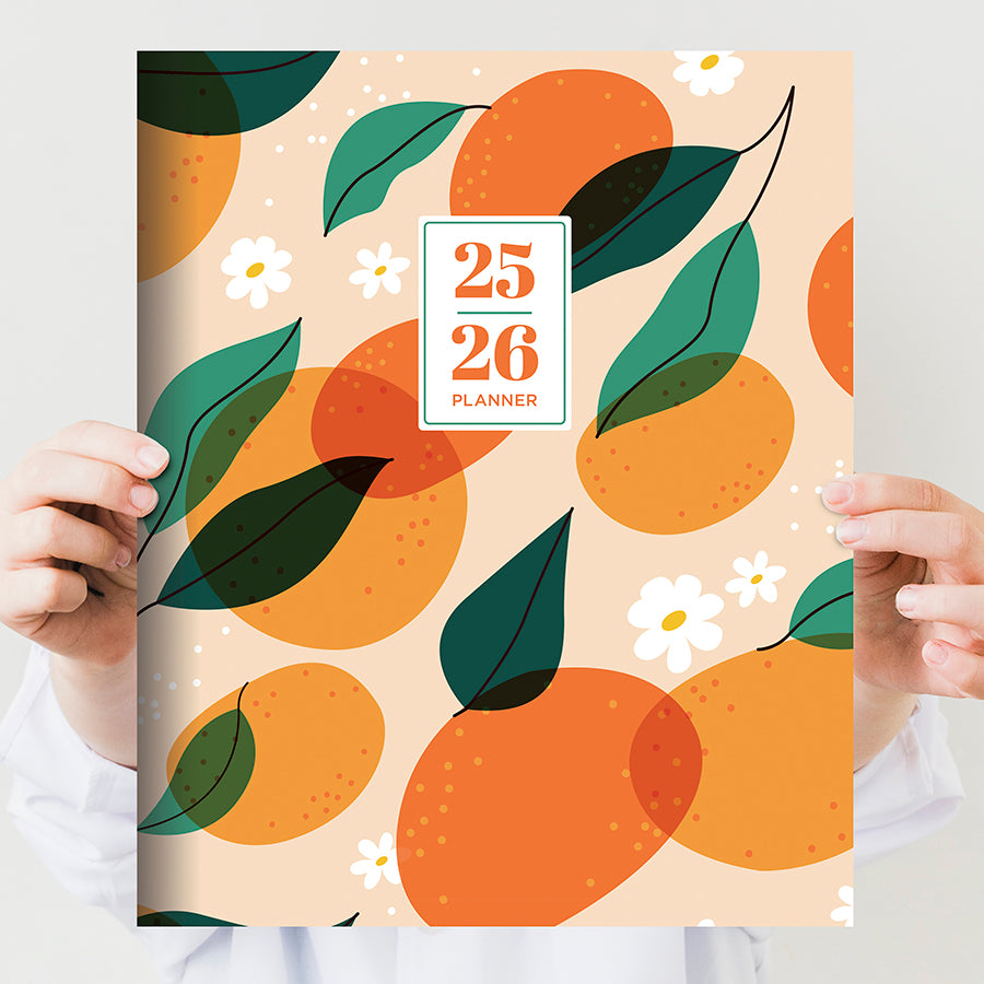 July 2025 - June 2026 Oranges and Peaches Large Monthly Planner - 0