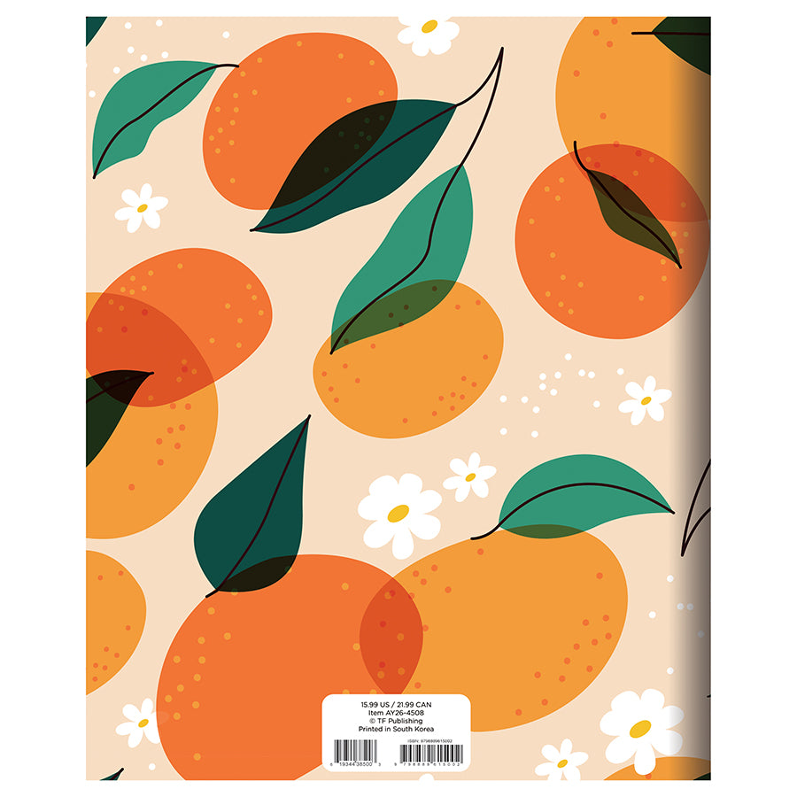 July 2025 - June 2026 Oranges and Peaches Large Monthly Planner