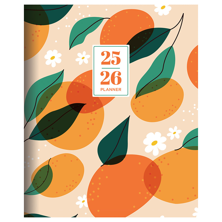 July 2025 - June 2026 Oranges and Peaches Large Monthly Planner