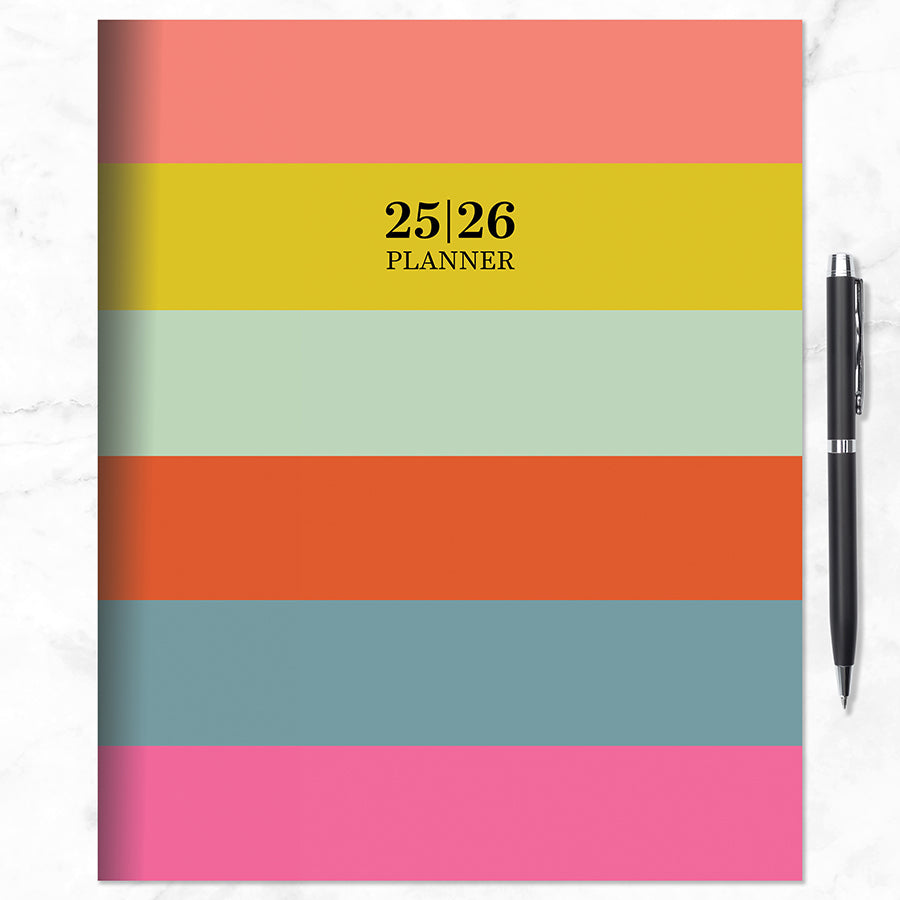 July 2025 - June 2026 Super Stripe Large Monthly Planner