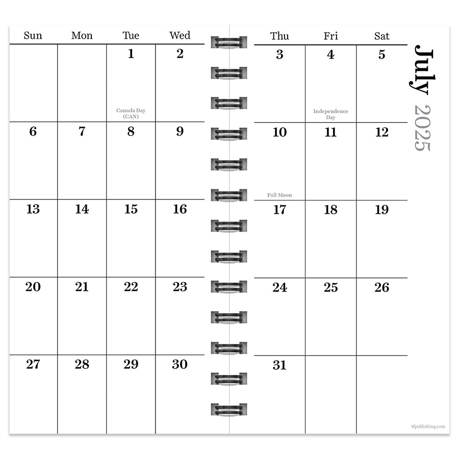 July 2025 - June 2026 Grass Green Small Weekly Monthly Planner