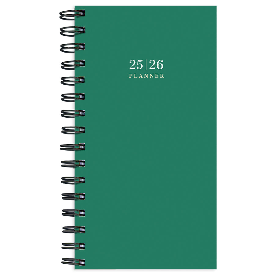 July 2025 - June 2026 Grass Green Small Weekly Monthly Planner