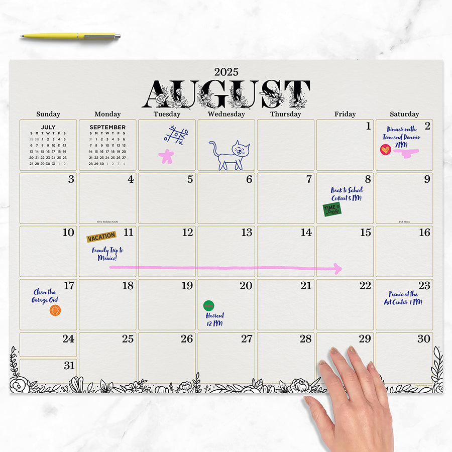 July 2025 - June 2026 Floral Large Desk Pad Monthly Blotter Calendar