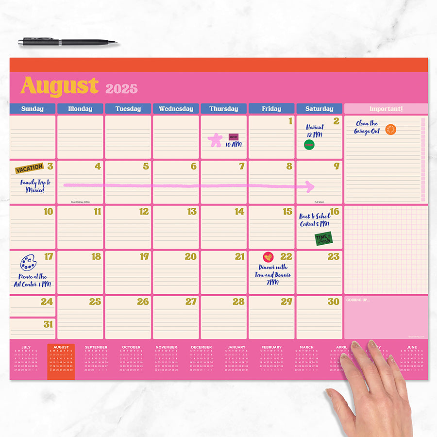 July 2025 - June 2026 Sherbert Large Desk Pad Monthly Blotter Calendar