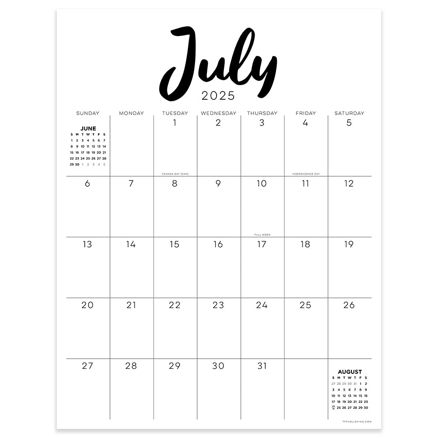 July 2025 - June 2026 Large Art Poster Wall Calendar