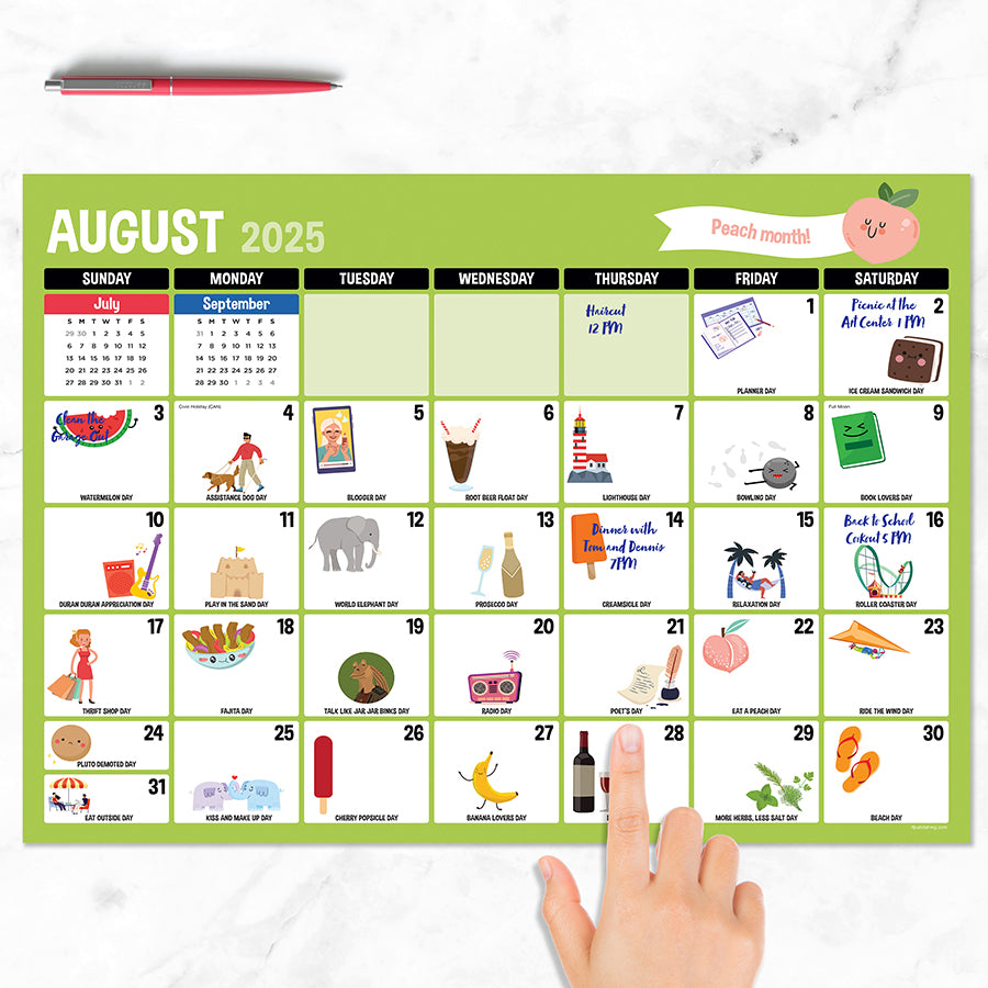 July 2025 - June 2026 Every Day's A Holiday Medium Desk Pad Monthly Blotter Calendar