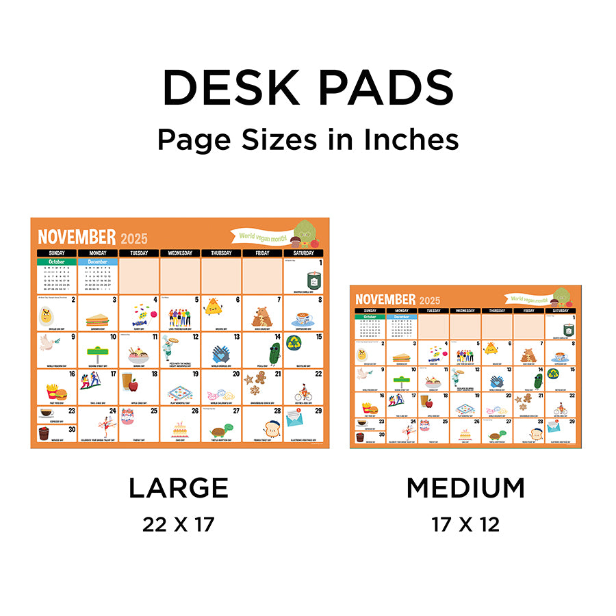 July 2025 - June 2026 Every Day's A Holiday Medium Desk Pad Monthly Blotter Calendar