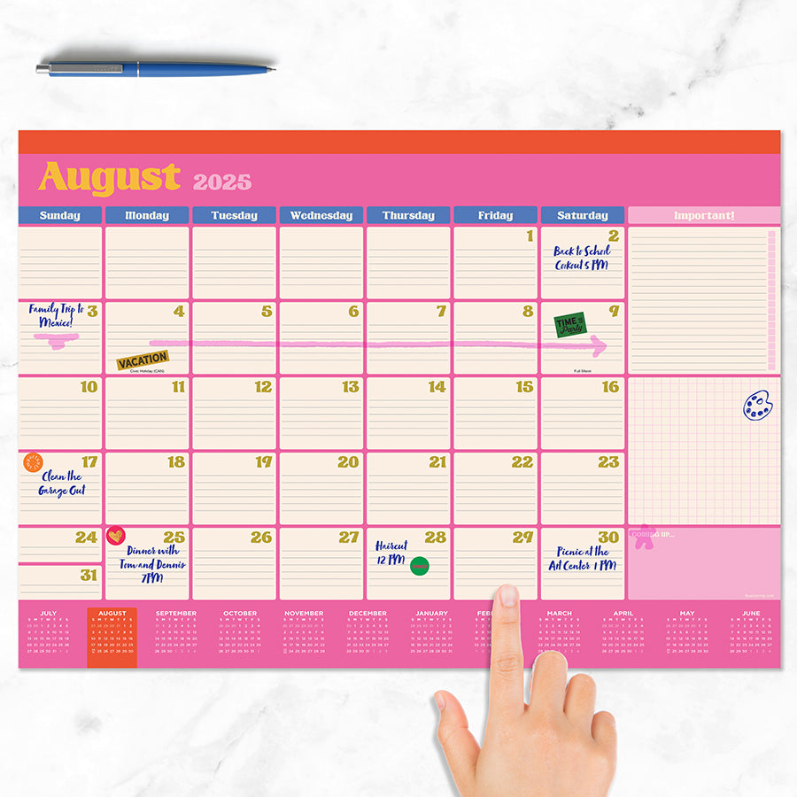 July 2025 - June 2026 Sherbet Medium Desk Pad Monthly Blotter Calendar