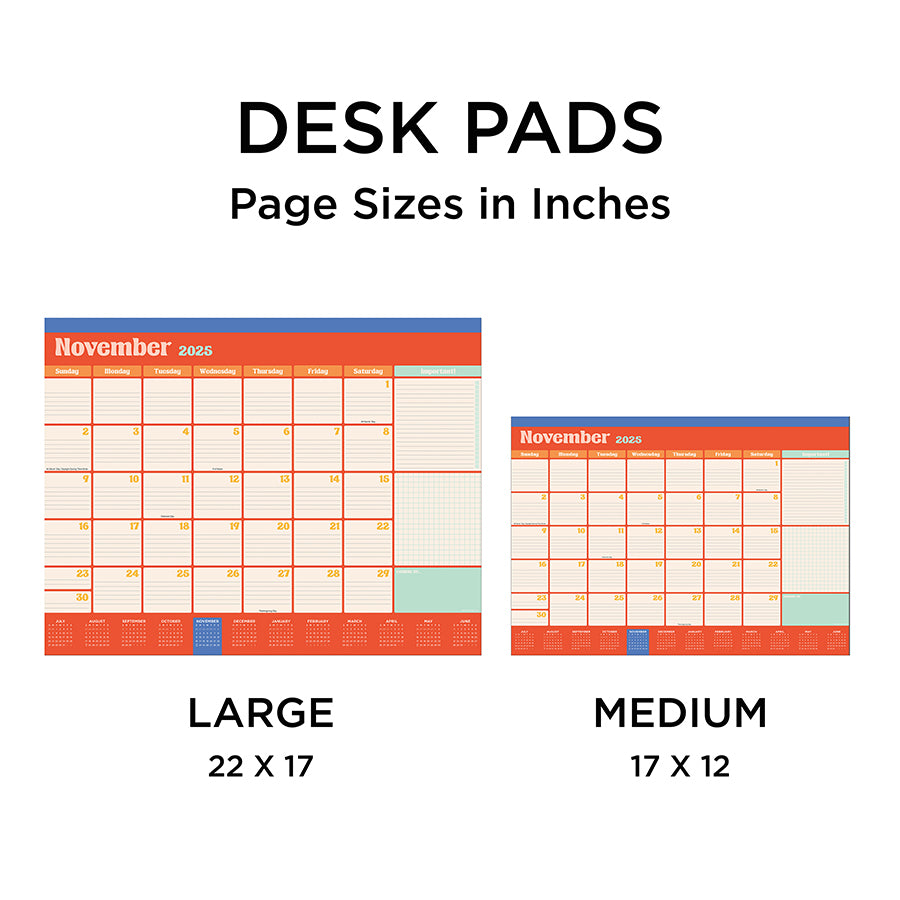 July 2025 - June 2026 Sherbet Medium Desk Pad Monthly Blotter Calendar