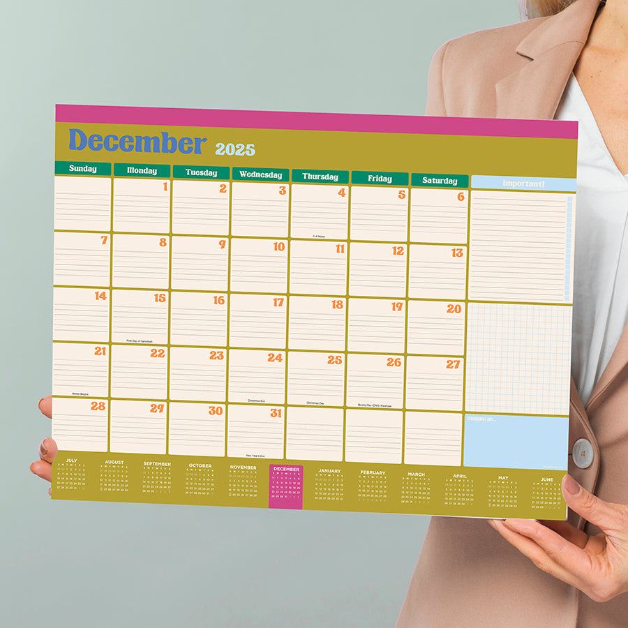 July 2025 - June 2026 Sherbet Medium Desk Pad Monthly Blotter Calendar - 0