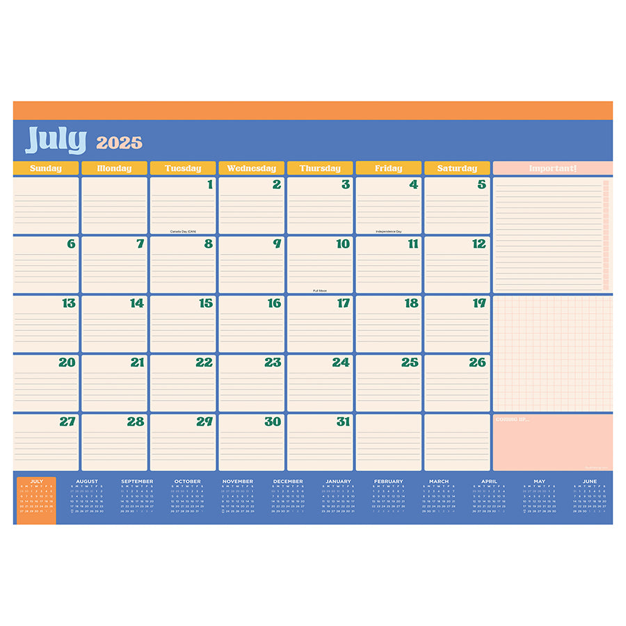 July 2025 - June 2026 Sherbet Medium Desk Pad Monthly Blotter Calendar