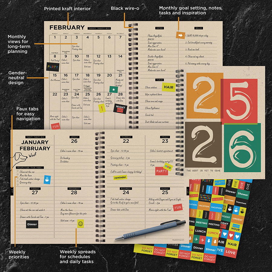 July 2025 - June 2026 Stamp Out Medium Weekly Monthly Planner