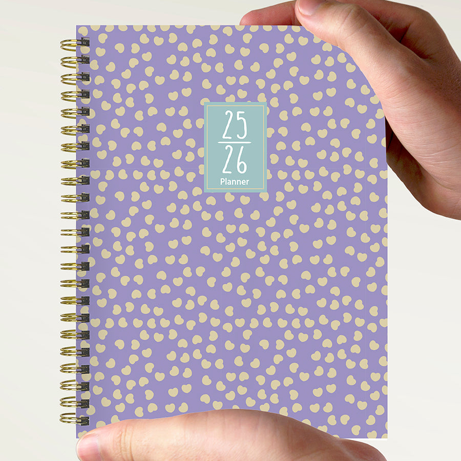 July 2025 - June 2026 Purple Polka Medium Weekly Monthly Planner - 0