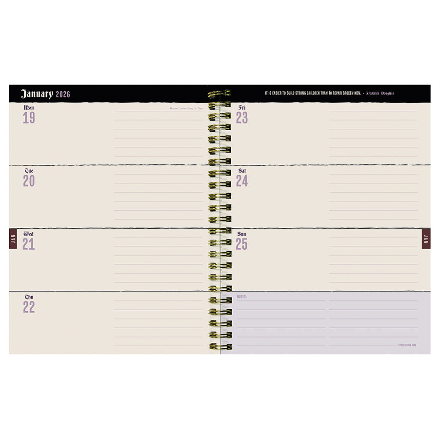 July 2025 - June 2026 Black Velvet Medium Weekly Monthly Planner