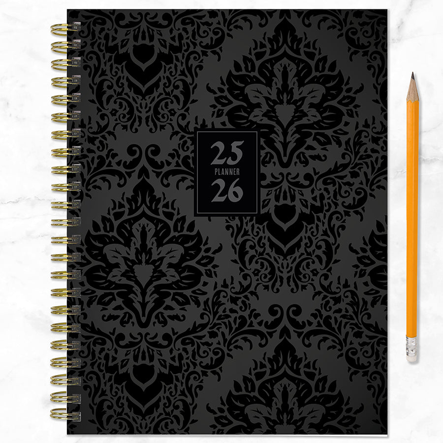 July 2025 - June 2026 Black Velvet Medium Weekly Monthly Planner