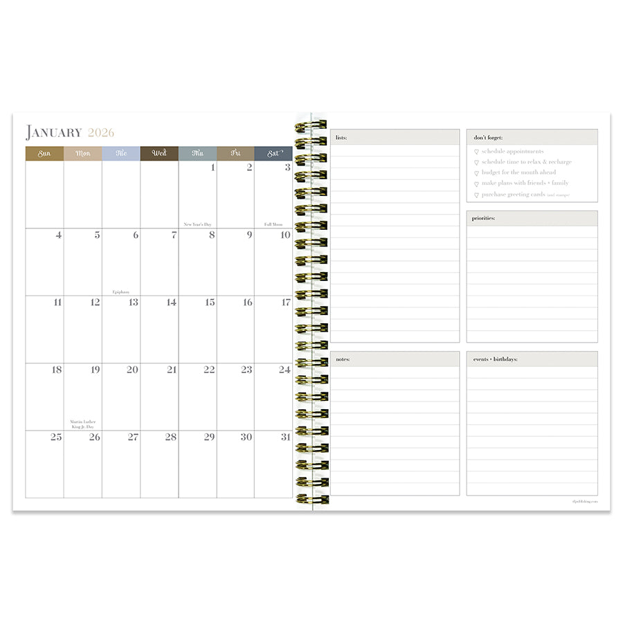 July 2025 - June 2026 Rustic Floral Medium Weekly Monthly Planner