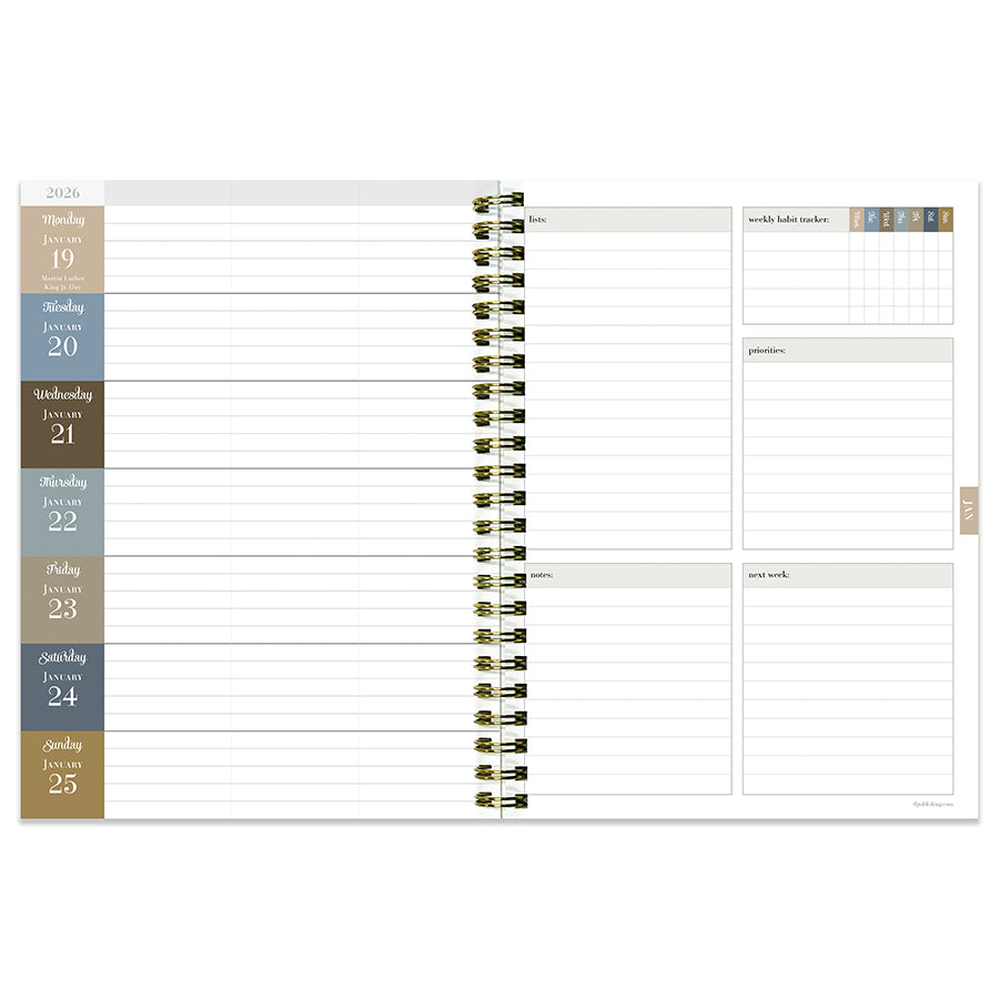 July 2025 - June 2026 Rustic Floral Medium Weekly Monthly Planner