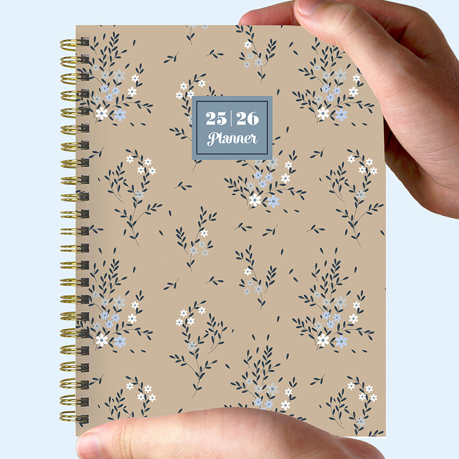 July 2025 - June 2026 Rustic Floral Medium Weekly Monthly Planner