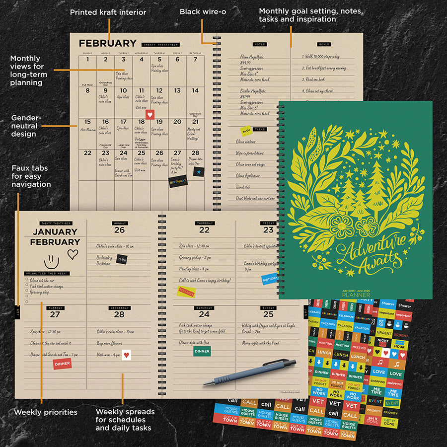 July 2025 - June 2026 Adventure Large Weekly Monthly Planner