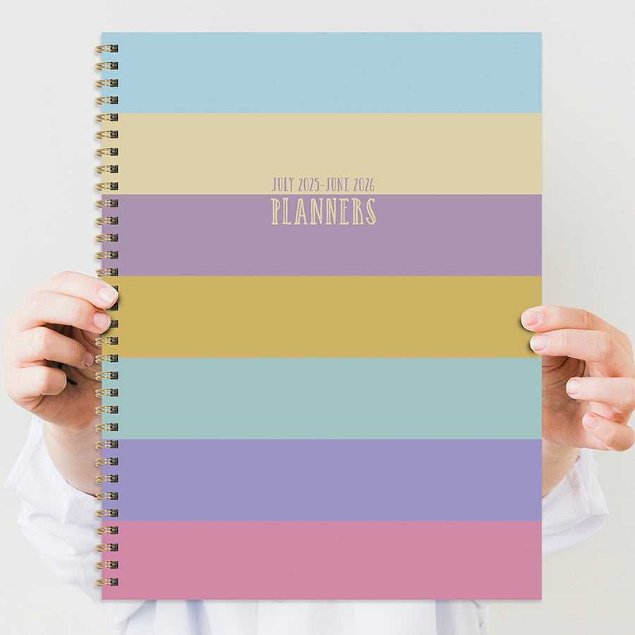 July 2025 - June 2026 Striped Down Large Weekly Monthly Planner - 0