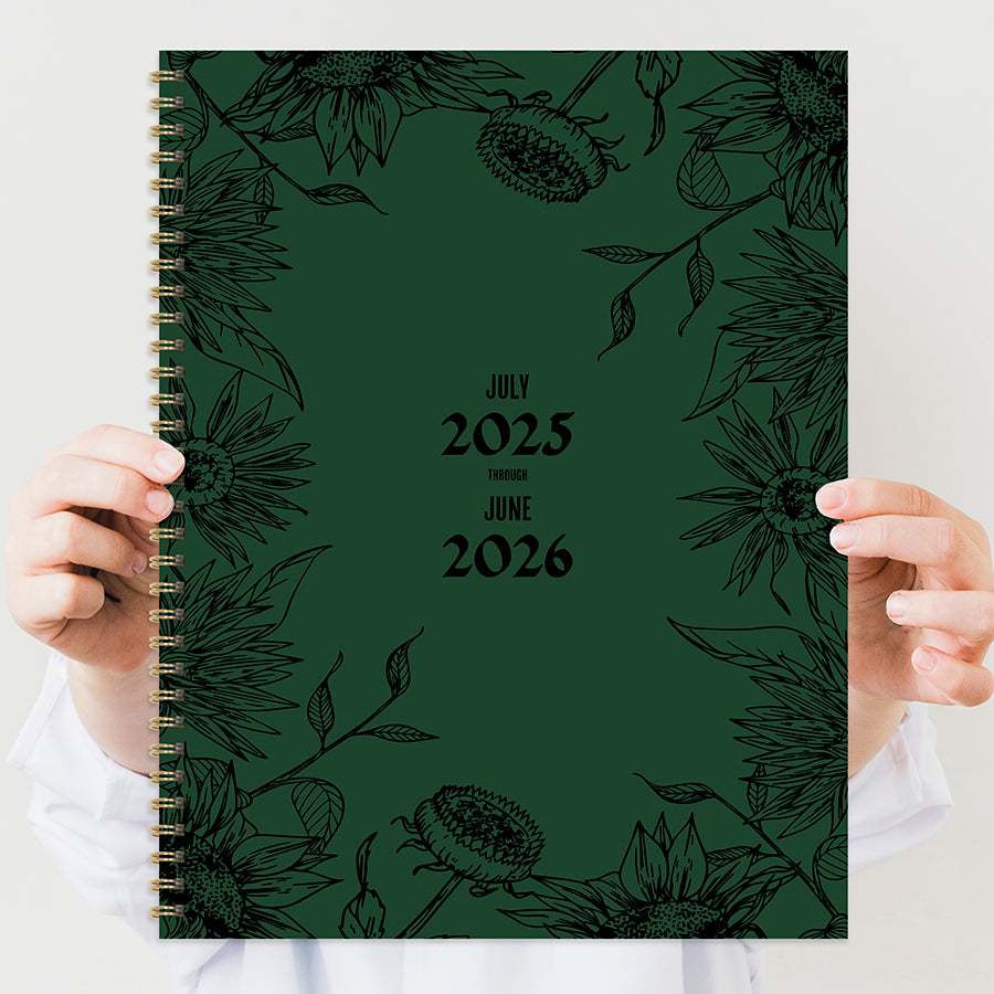 July 2025 - June 2026 Garden of Green Large Weekly Monthly Planner