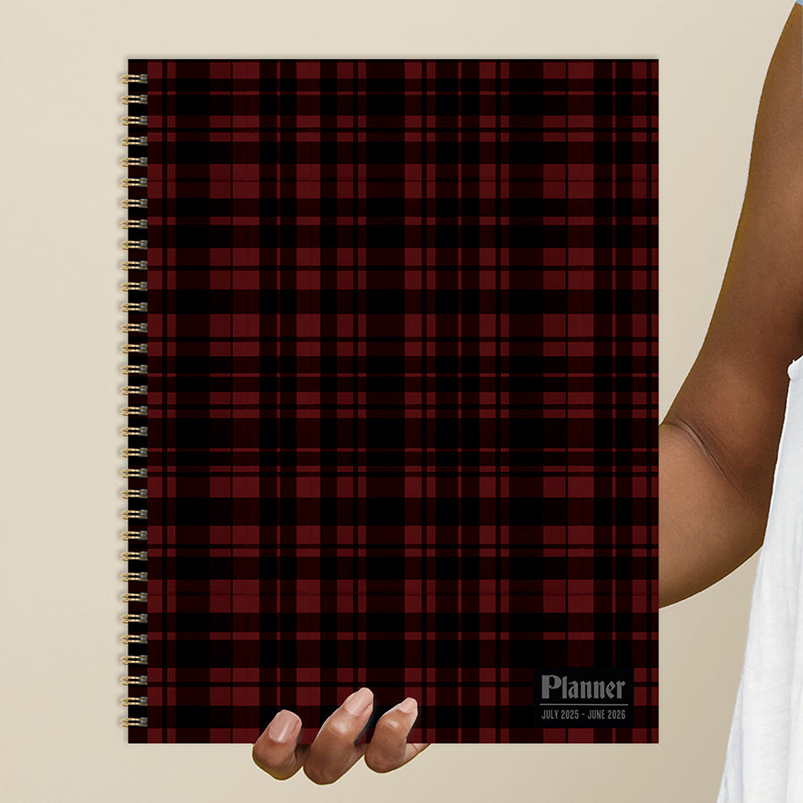 July 2025 - June 2026 Gwen Plaid Large Weekly Monthly Planner - 0