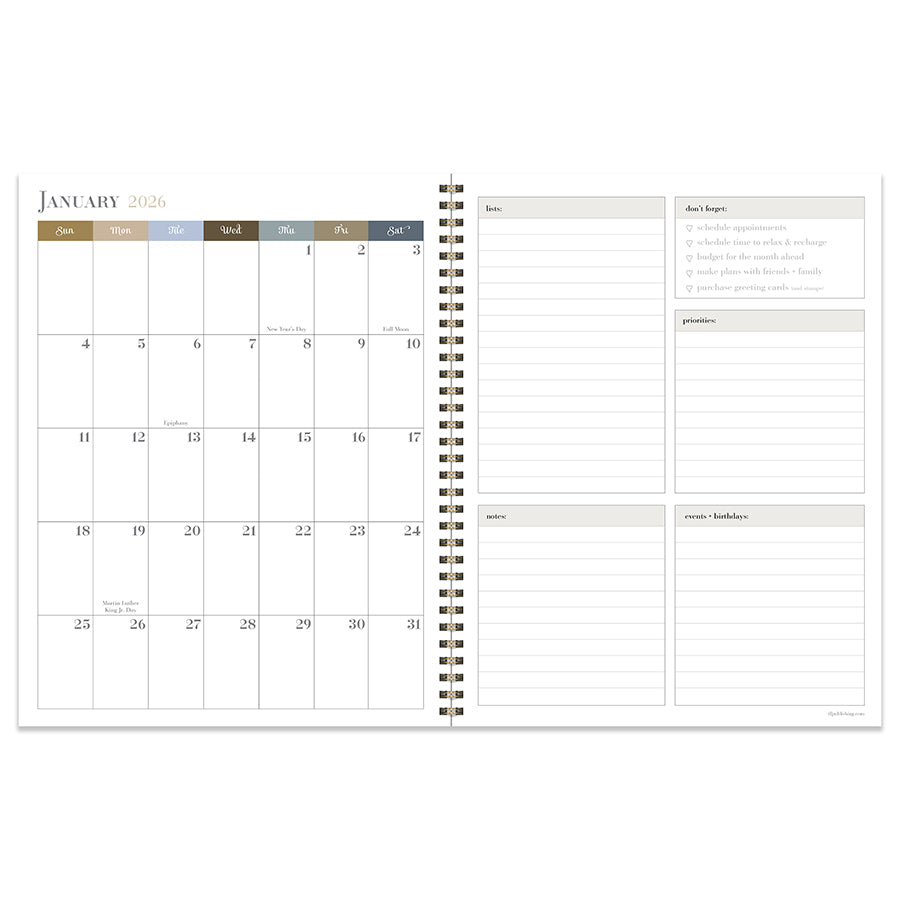 July 2025 - June 2026 Fleur de Lis Large Weekly Monthly Planner