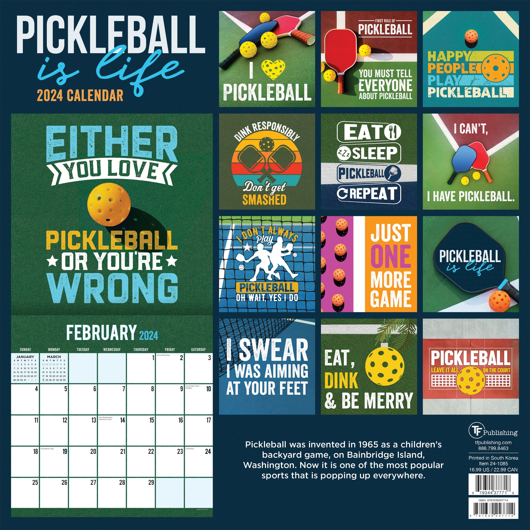 2024 Pickleball is Life Wall Calendar, TF Publishing