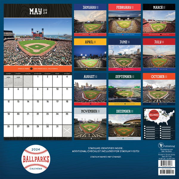 MLB Ballparks 2022 Mini Wall Calendar