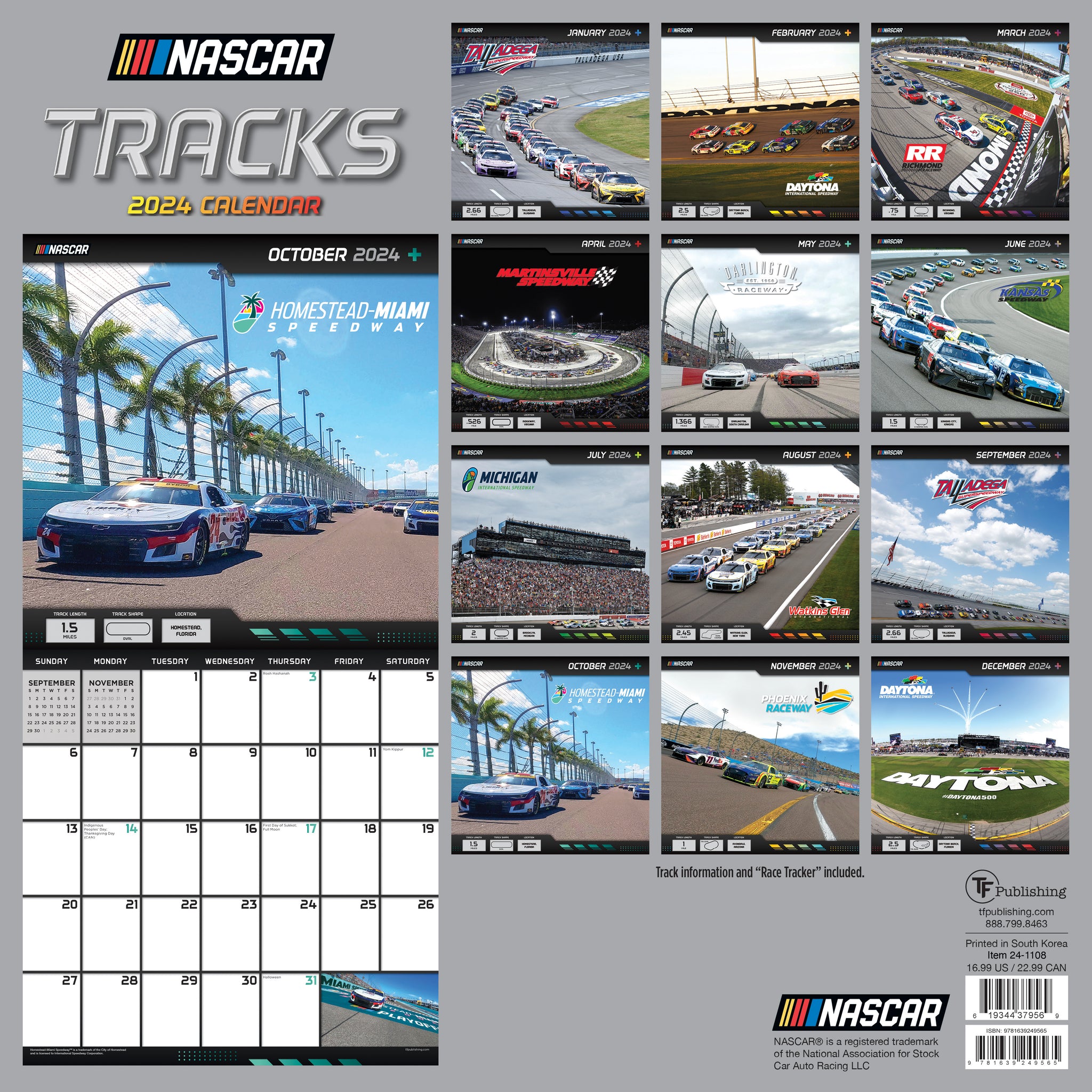 2024 Nascar Tracks Wall Calendar TF Publishing Calendars + Planners