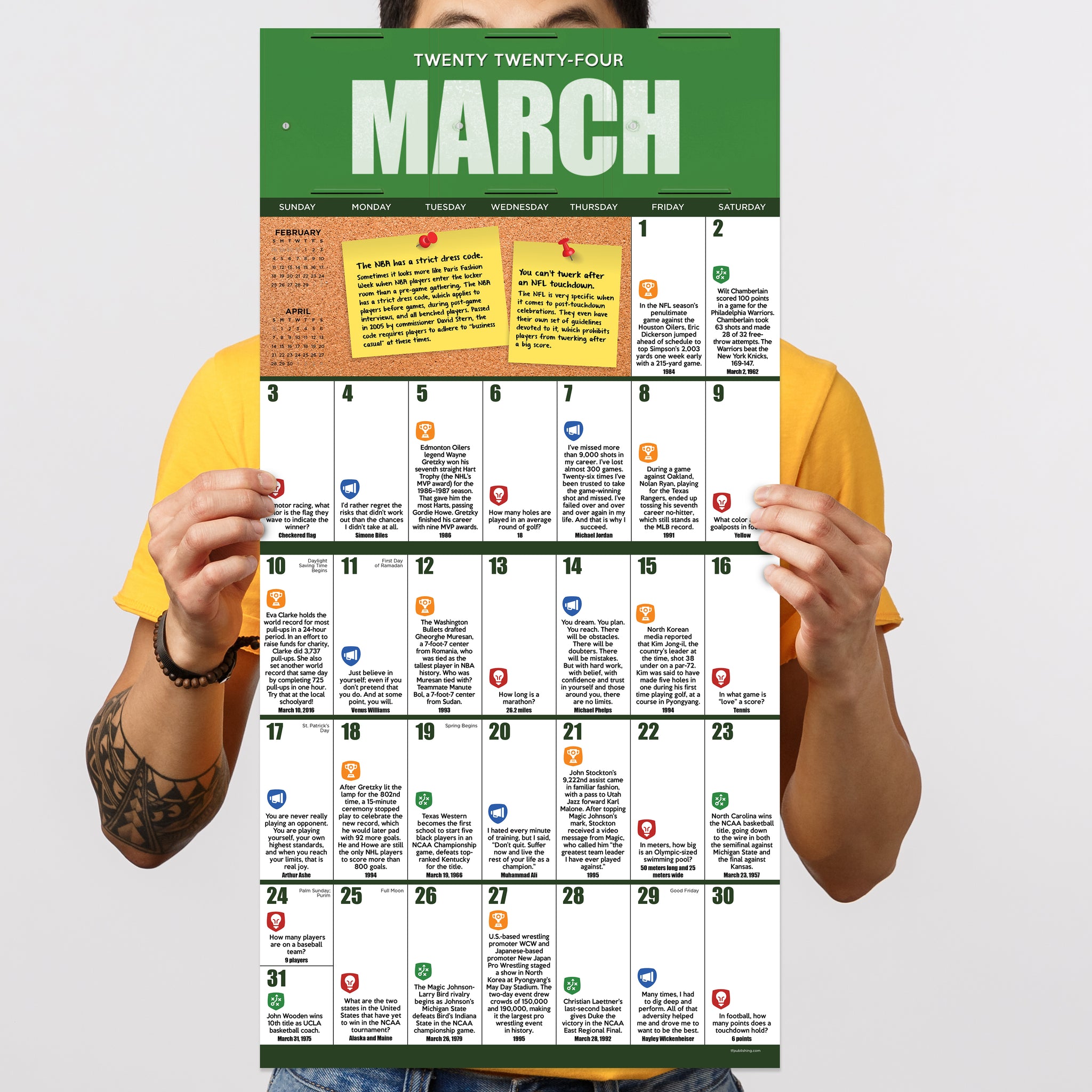 2024 Sports Facts & Trivia Wall Calendar TF Publishing Calendars