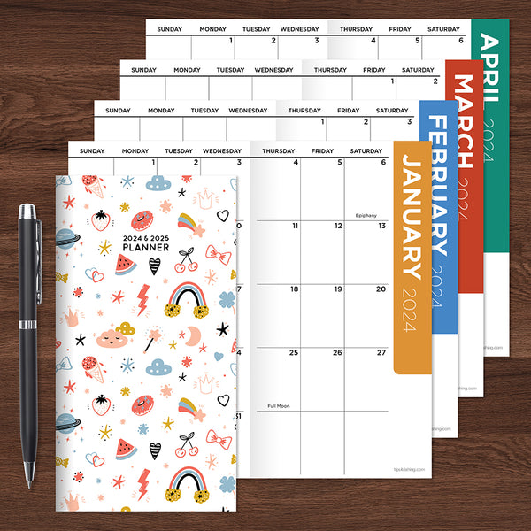 Pocket 2024 Month On One Page Planner Inserts