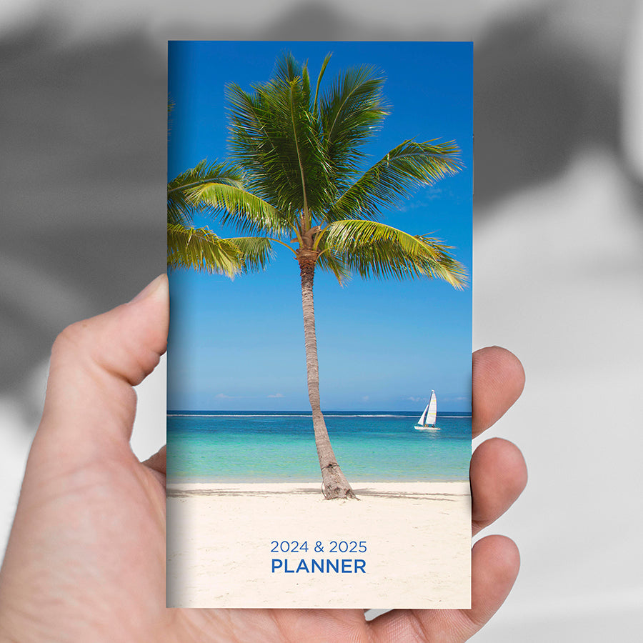 2024-2025 Tropical Beach Small Monthly Pocket Planner