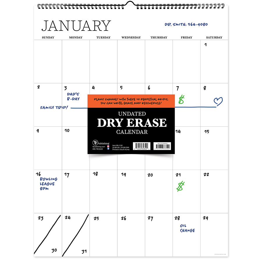 One Month Minimalist Calendar Dry Erase Decal