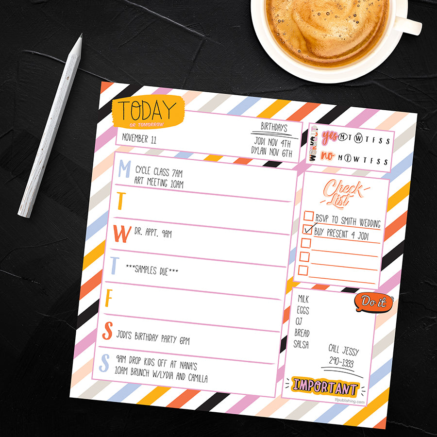 Super Stripe Weekly Square Schedule Pad