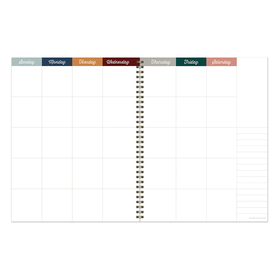 TF Publishing Spotted Dot Boho Undated Large Weekly Monthly Spiral Planner